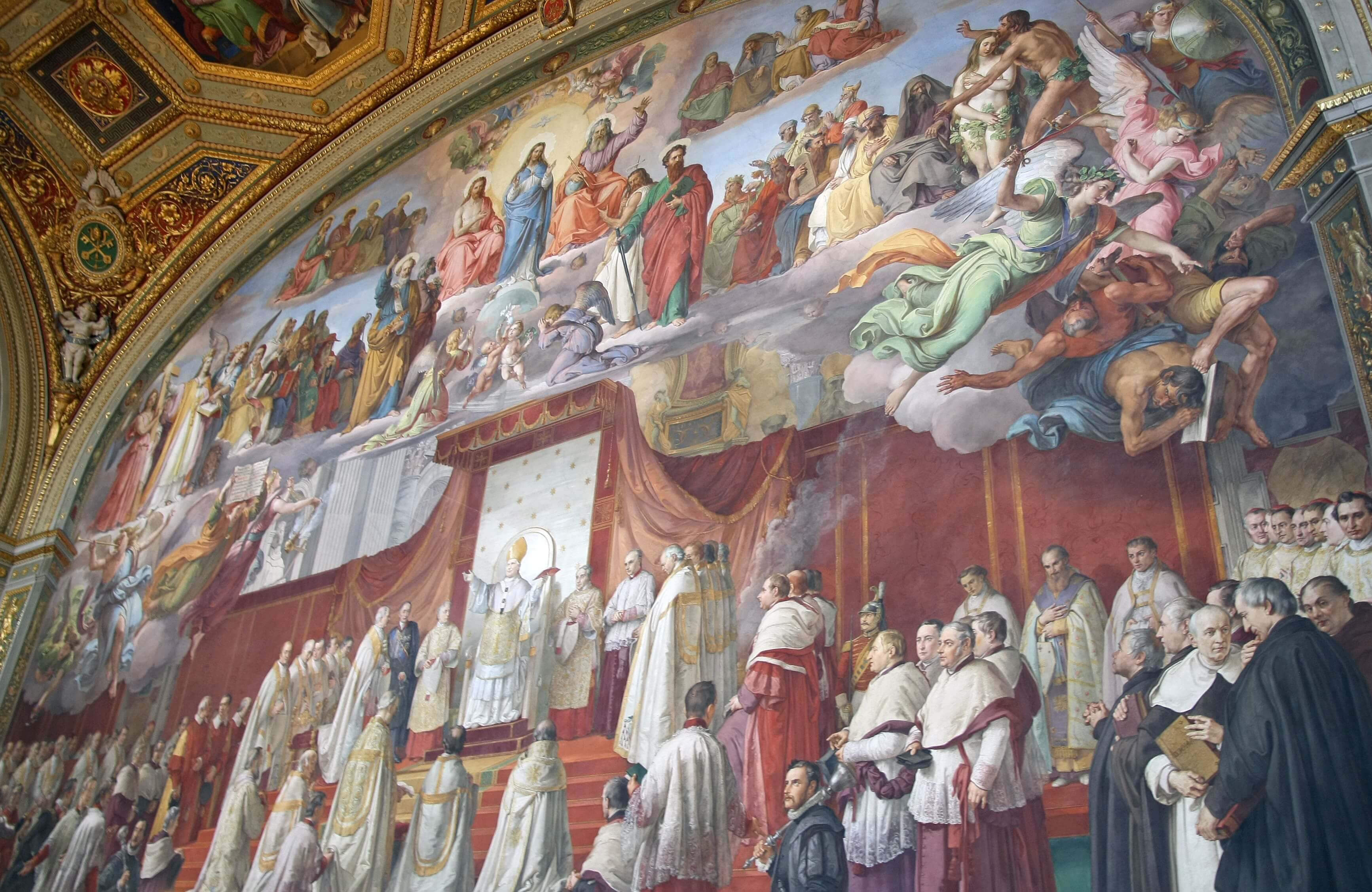 A Raffaello painted wall inside the Musei Vaticani in Rome